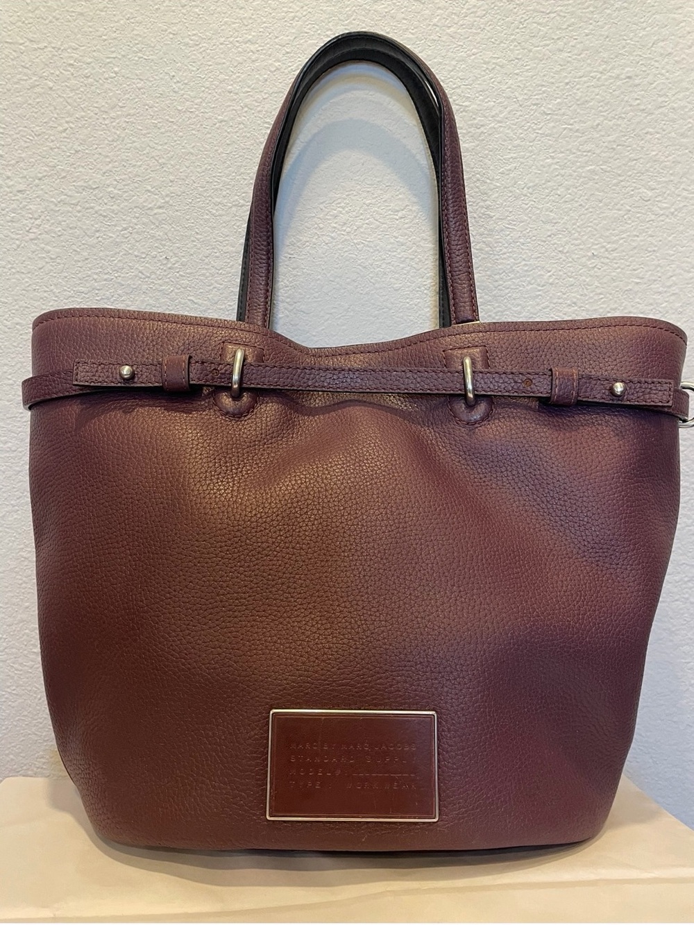 Marc By Marc Jacobs 'Ligero- Flower' Peddeled Leather Deep Plum Tote bag